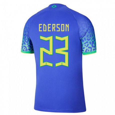 Kandiny Damen Brasilianische Ederson #23 Blau Auswärtstrikot Trikot 22-24 T-shirt
