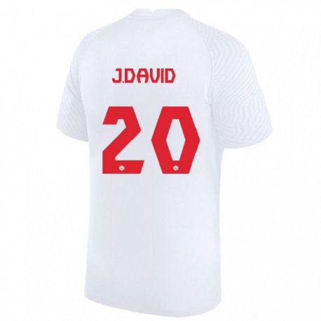 Kandiny Damen Kanadische Jonathan David #20 Weiß Auswärtstrikot Trikot 22-24 T-shirt