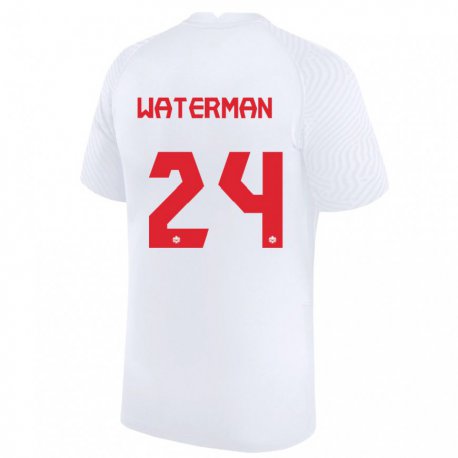 Kandiny Damen Kanadische Joel Waterman #24 Weiß Auswärtstrikot Trikot 22-24 T-shirt