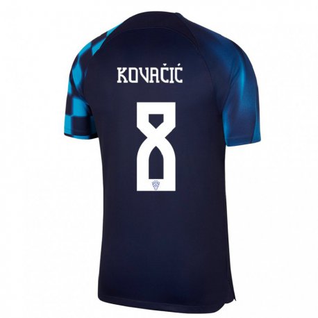 Kandiny Damen Kroatische Mateo Kovacic #8 Dunkelblau Auswärtstrikot Trikot 22-24 T-shirt