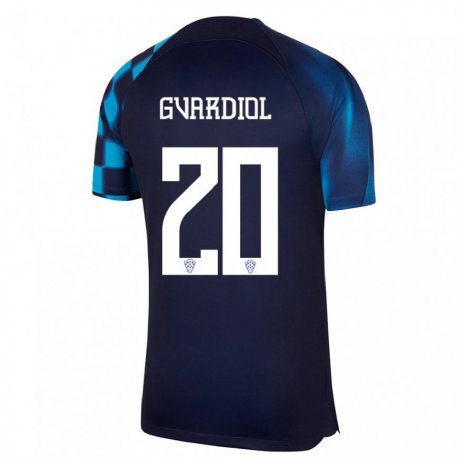 Kandiny Damen Kroatische Josko Gvardiol #20 Dunkelblau Auswärtstrikot Trikot 22-24 T-shirt
