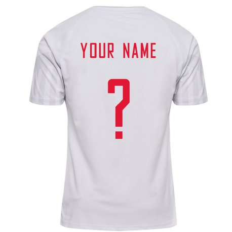 Kandiny Damen Dänische Ihren Namen #0 Weiß Auswärtstrikot Trikot 22-24 T-shirt