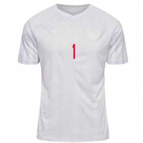 Kandiny Damen Dänische Kasper Schmeichel #1 Weiß Auswärtstrikot Trikot 22-24 T-shirt