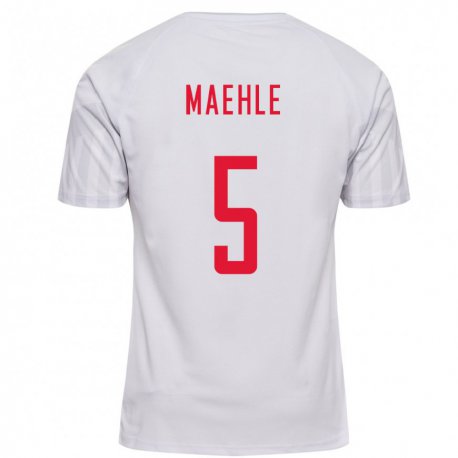 Kandiny Damen Dänische Joakim Maehle #5 Weiß Auswärtstrikot Trikot 22-24 T-shirt