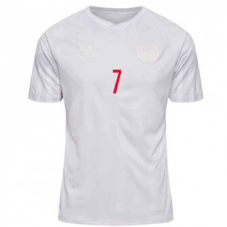 Kandiny Damen Dänische Mathias Jensen #7 Weiß Auswärtstrikot Trikot 22-24 T-shirt