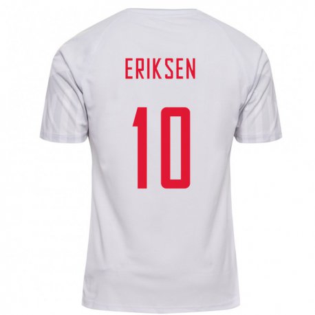 Kandiny Damen Dänische Christian Eriksen #10 Weiß Auswärtstrikot Trikot 22-24 T-shirt