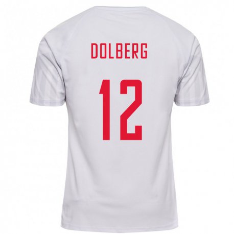 Kandiny Damen Dänische Kasper Dolberg #12 Weiß Auswärtstrikot Trikot 22-24 T-shirt