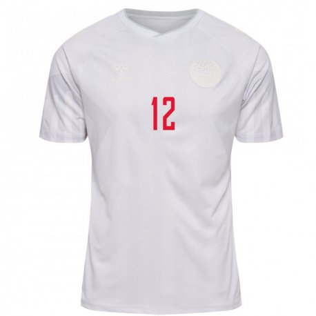 Kandiny Damen Dänische Robert Skov #12 Weiß Auswärtstrikot Trikot 22-24 T-shirt