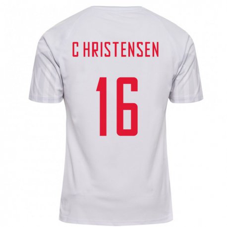 Kandiny Damen Dänische Oliver Christensen #16 Weiß Auswärtstrikot Trikot 22-24 T-shirt