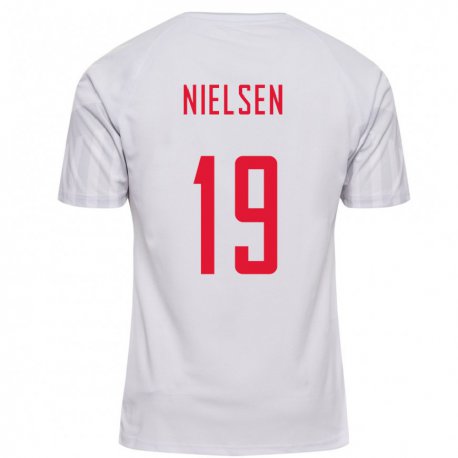 Kandiny Damen Dänische Casper Nielsen #19 Weiß Auswärtstrikot Trikot 22-24 T-shirt
