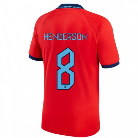 Kandiny Damen Englische Jordan Henderson #8 Rot Auswärtstrikot Trikot 22-24 T-shirt