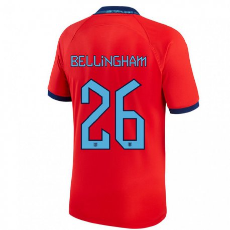 Kandiny Damen Englische Jude Bellingham #26 Rot Auswärtstrikot Trikot 22-24 T-shirt