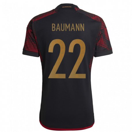 Kandiny Damen Deutsche Oliver Baumann #22 Schwarz Kastanienbraun Auswärtstrikot Trikot 22-24 T-shirt