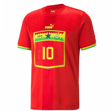 Kandiny Damen Ghanaische Andre Ayew #10 Rot Auswärtstrikot Trikot 22-24 T-shirt
