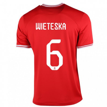 Kandiny Damen Polnische Mateusz Wieteska #6 Rot Auswärtstrikot Trikot 22-24 T-shirt