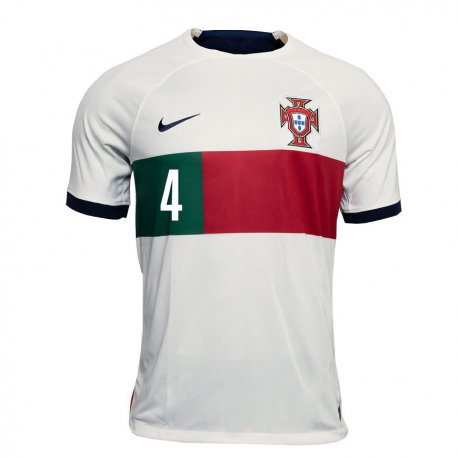 Kandiny Damen Portugiesische Tiago Djalo #4 Weiß Auswärtstrikot Trikot 22-24 T-shirt