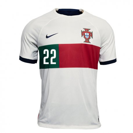 Kandiny Damen Portugiesische Diogo Costa #22 Weiß Auswärtstrikot Trikot 22-24 T-shirt