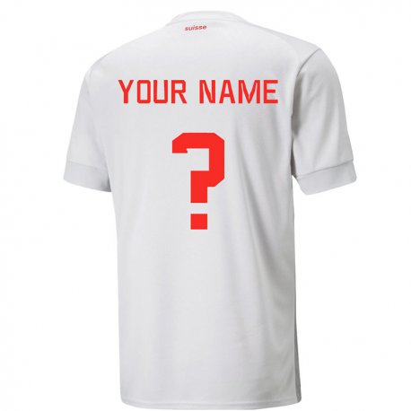 Kandiny Damen Schweizer Ihren Namen #0 Weiß Auswärtstrikot Trikot 22-24 T-shirt