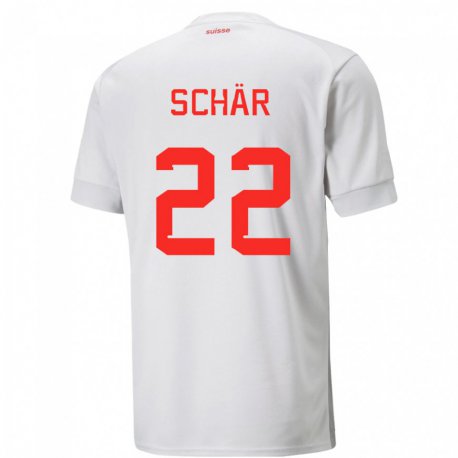 Kandiny Damen Schweizer Fabian Schar #22 Weiß Auswärtstrikot Trikot 22-24 T-shirt