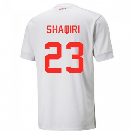Kandiny Damen Schweizer Xherdan Shaqiri #23 Weiß Auswärtstrikot Trikot 22-24 T-shirt