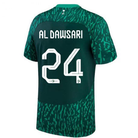Kandiny Damen Saudi-arabische Nasser Al Dawsari #24 Dunkelgrün Auswärtstrikot Trikot 22-24 T-shirt