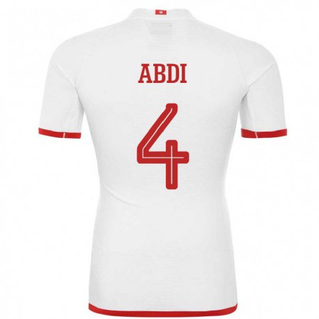 Kandiny Damen Tunesische Ali Abdi #4 Weiß Auswärtstrikot Trikot 22-24 T-shirt