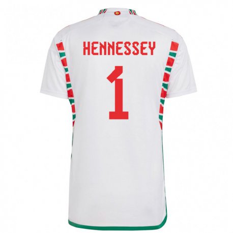 Kandiny Damen Walisische Wayne Hennessey #1 Weiß Auswärtstrikot Trikot 22-24 T-shirt