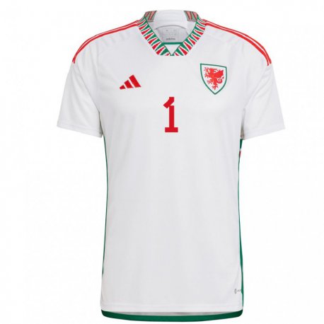 Kandiny Damen Walisische Wayne Hennessey #1 Weiß Auswärtstrikot Trikot 22-24 T-shirt
