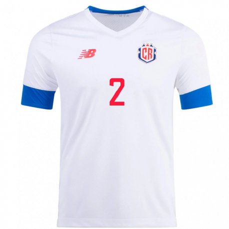 Kandiny Damen Costa-ricanische Daniel Chacon #2 Weiß Auswärtstrikot Trikot 22-24 T-shirt