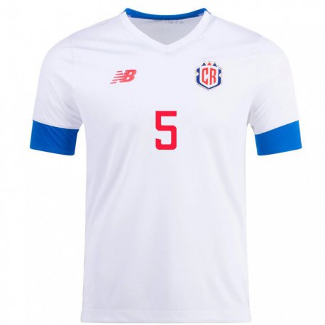 Kandiny Damen Costa-ricanische Celso Borges #5 Weiß Auswärtstrikot Trikot 22-24 T-shirt