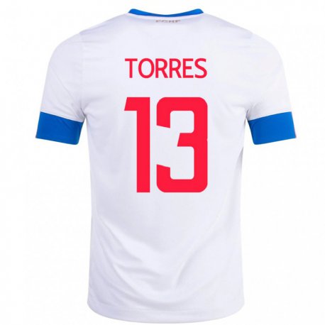 Kandiny Damen Costa-ricanische Gerson Torres #13 Weiß Auswärtstrikot Trikot 22-24 T-shirt