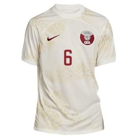 Kandiny Damen Katarische Abdulaziz Hatem #6 Goldbeige Auswärtstrikot Trikot 22-24 T-shirt