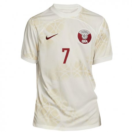 Kandiny Damen Katarische Ahmed Alaaeldin #7 Goldbeige Auswärtstrikot Trikot 22-24 T-shirt