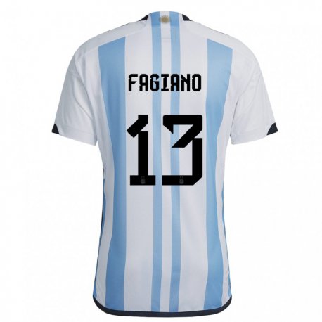 Kandiny Kinder Argentinische Paloma Fagiano #13 Weiß Himmelblau Heimtrikot Trikot 22-24 T-shirt