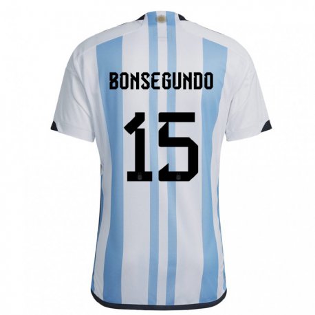 Kandiny Kinder Argentinische Florencia Bonsegundo #15 Weiß Himmelblau Heimtrikot Trikot 22-24 T-shirt