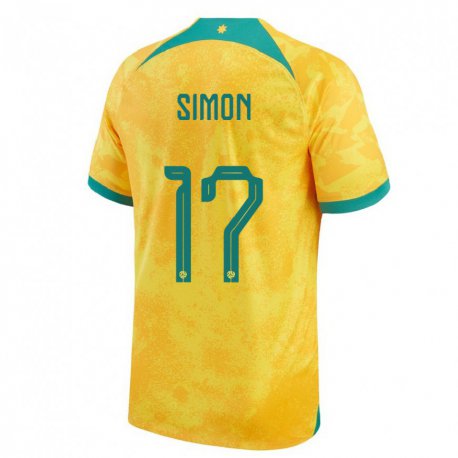 Kandiny Kinder Australische Kyah Simon #17 Gold Heimtrikot Trikot 22-24 T-shirt