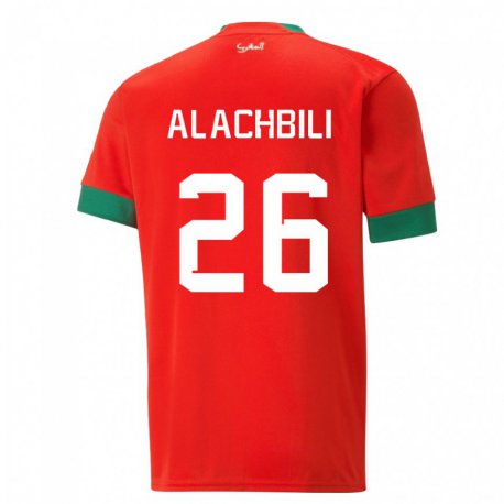Kandiny Kinder Marokkanische Taha Alachbili #26 Rot Heimtrikot Trikot 22-24 T-shirt