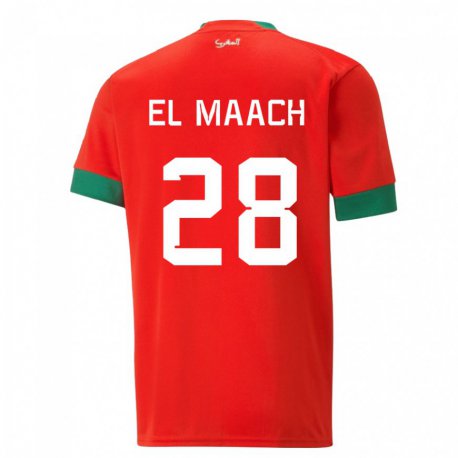 Kandiny Kinder Marokkanische Fouad El Maach #28 Rot Heimtrikot Trikot 22-24 T-shirt