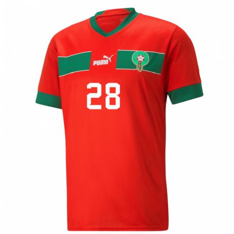 Kandiny Kinder Marokkanische Fouad El Maach #28 Rot Heimtrikot Trikot 22-24 T-shirt