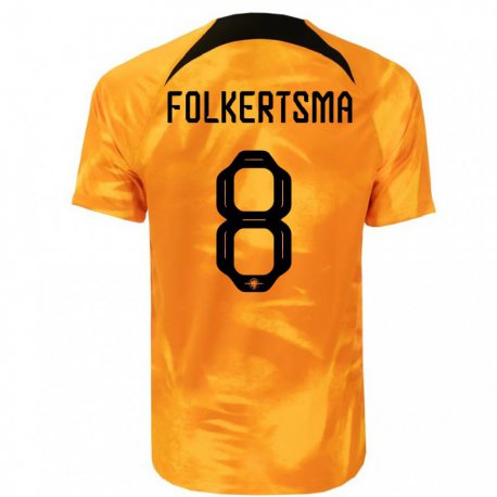 Kandiny Kinder Niederländische Sisca Folkertsma #8 Laser-orange Heimtrikot Trikot 22-24 T-shirt