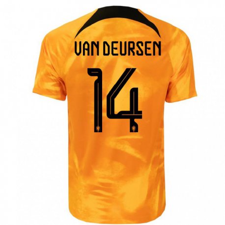 Kandiny Kinder Niederländische Eva Van Deursen #14 Laser-orange Heimtrikot Trikot 22-24 T-shirt