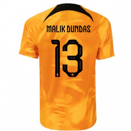 Kandiny Kinder Niederländische Noa Malik Dundas #13 Laser-orange Heimtrikot Trikot 22-24 T-shirt