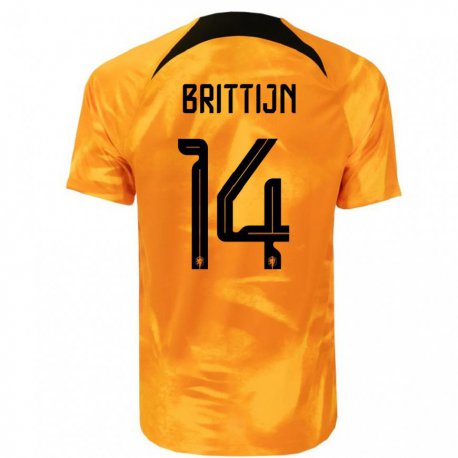 Kandiny Kinder Niederländische Philip Brittijn #14 Laser-orange Heimtrikot Trikot 22-24 T-shirt
