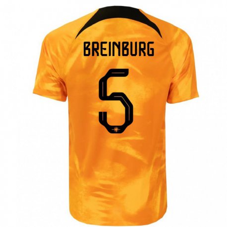 Kandiny Kinder Niederländische Rainey Breinburg #5 Laser-orange Heimtrikot Trikot 22-24 T-shirt