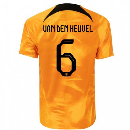Kandiny Kinder Niederländische Tim Van Den Heuvel #6 Laser-orange Heimtrikot Trikot 22-24 T-shirt