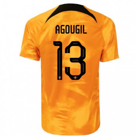 Kandiny Kinder Niederländische Oualid Agougil #13 Laser-orange Heimtrikot Trikot 22-24 T-shirt