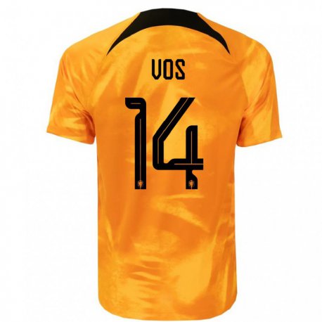 Kandiny Kinder Niederländische Silvano Vos #14 Laser-orange Heimtrikot Trikot 22-24 T-shirt
