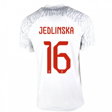 Kandiny Kinder Polnische Klaudia Jedlinska #16 Weiß Heimtrikot Trikot 22-24 T-shirt
