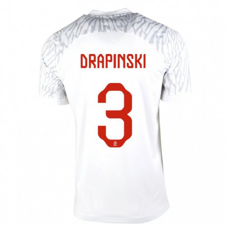 Kandiny Kinder Polnische Igor Drapinski #3 Weiß Heimtrikot Trikot 22-24 T-shirt