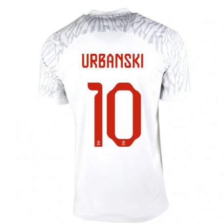 Kandiny Kinder Polnische Kacper Urbanski #10 Weiß Heimtrikot Trikot 22-24 T-shirt